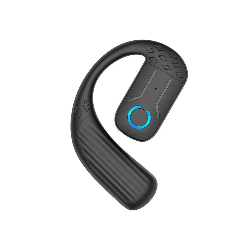 Ear-hook wireless Bluetooth earphones, non-in-ear, open-back, single-sided, comfortable for extended wear, long battery life during exercise.
